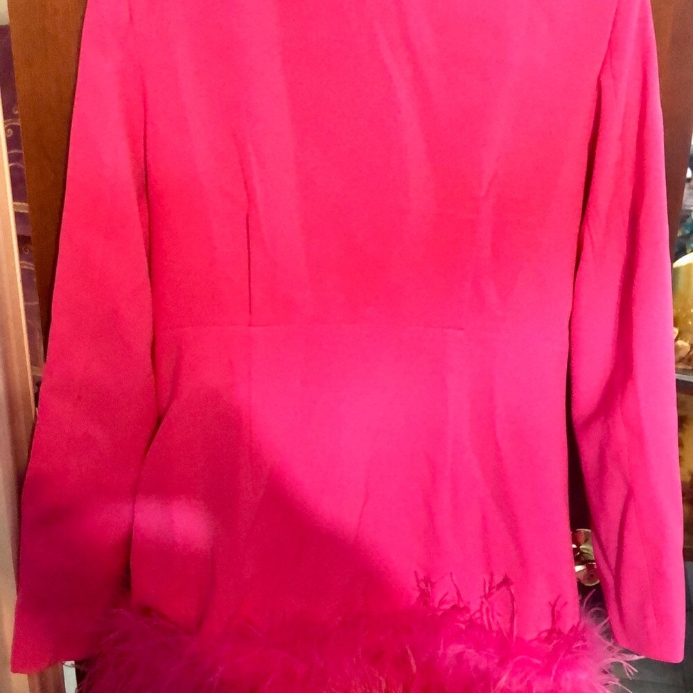 “BARBIE FEATHERED” Pink Gorgeous Double Breasted Blazer, Ostrich TAIL - Picture 11 of 12